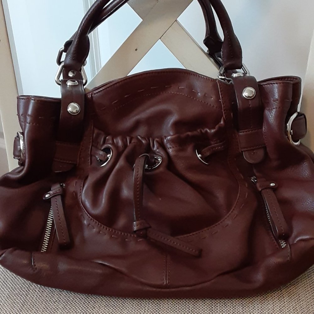 Glove Leather Double Handle Pocket Shopper